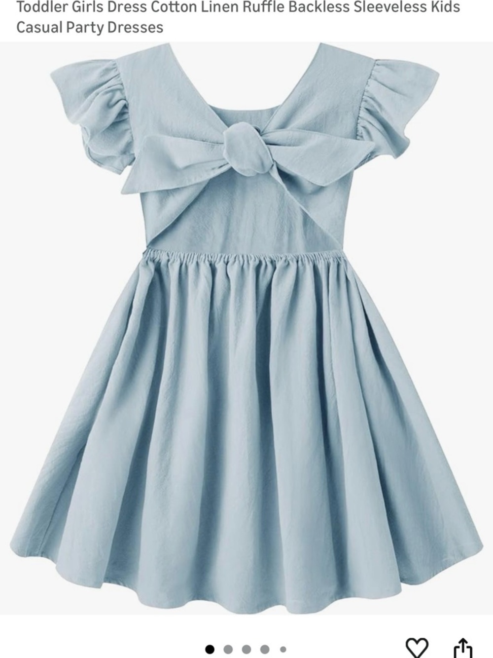 Girls Light Blue Ruffle Bow Back Dress 2T Formal